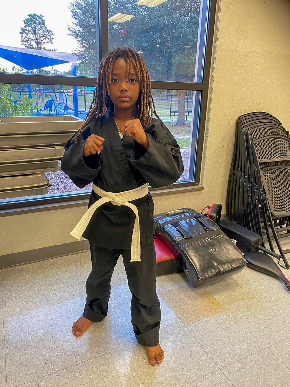 Student in karate uniform