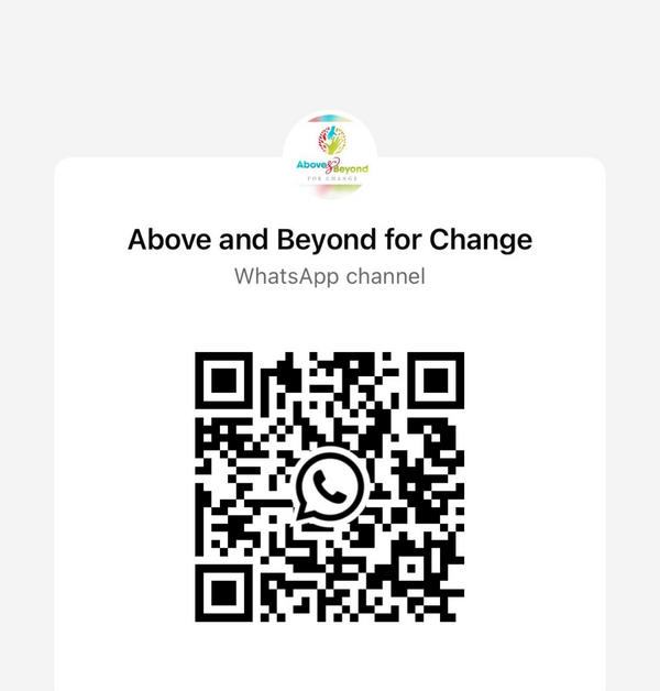 QR code to join the Above & Beyond For Change WhatsApp channel